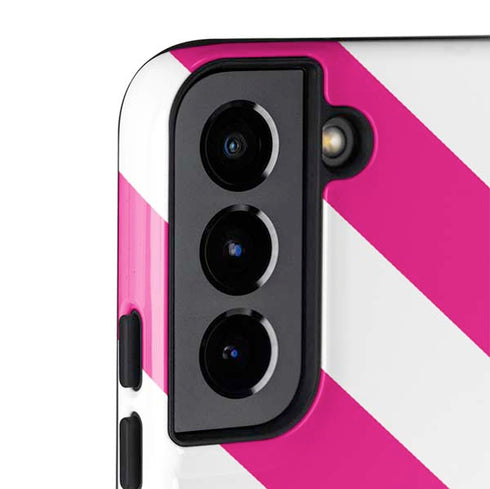 Pink and White Geometric Stripes Galaxy S22 Plus Pro Case