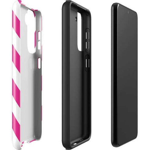 Pink and White Geometric Stripes Galaxy S22 Plus Pro Case