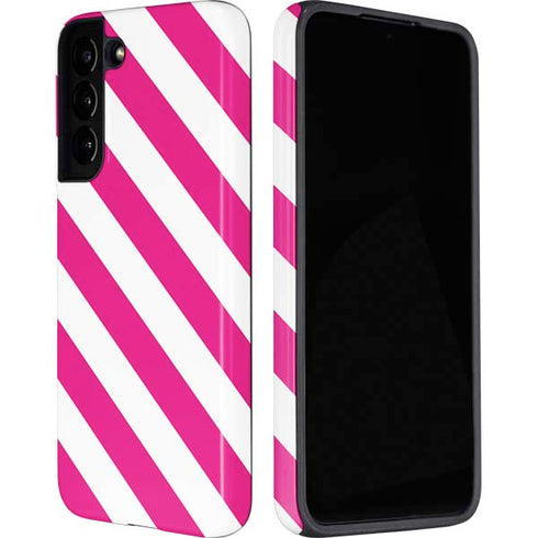 Pink and White Geometric Stripes Galaxy S22 Plus Pro Case