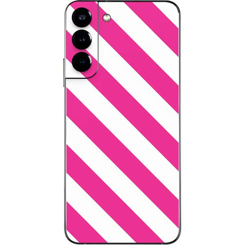 Pink and White Geometric Stripes Galaxy S22 Plus Skin
