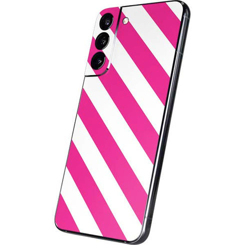Pink and White Geometric Stripes Galaxy S22 Plus Skin