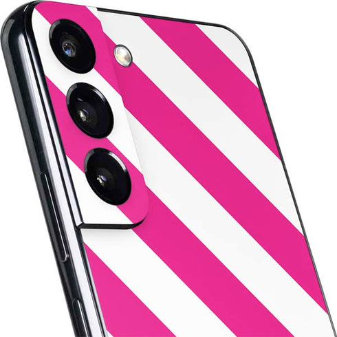 Pink and White Geometric Stripes Galaxy S22 Plus Skin
