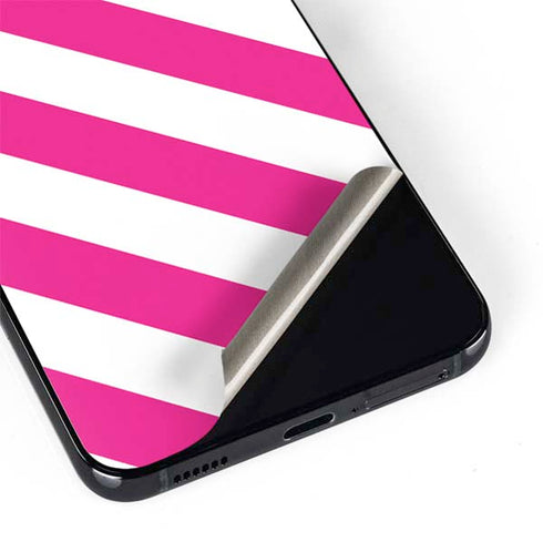 Pink and White Geometric Stripes Galaxy S22 Plus Skin