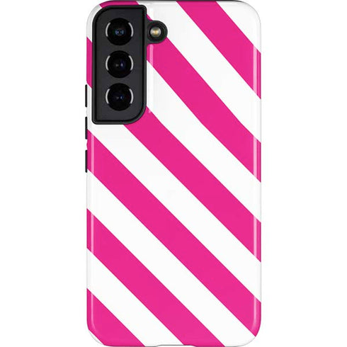 Pink and White Geometric Stripes Galaxy S22 Pro Case