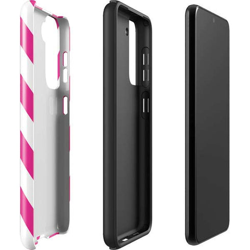 Pink and White Geometric Stripes Galaxy S22 Pro Case
