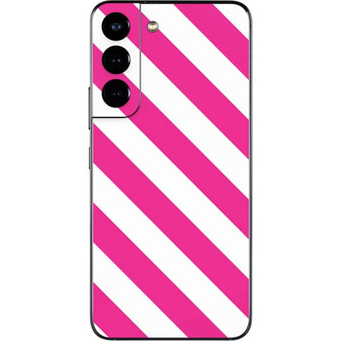 Pink and White Geometric Stripes Galaxy S22 Skin