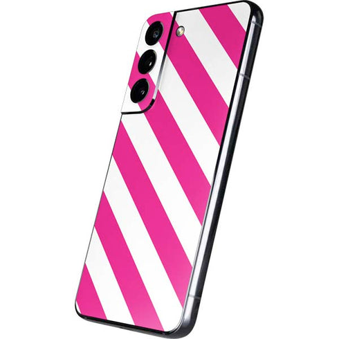Pink and White Geometric Stripes Galaxy S22 Skin