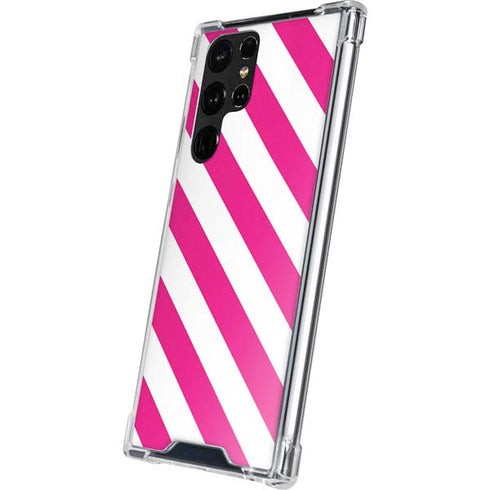 Pink and White Geometric Stripes Galaxy S22 Ultra Clear Case