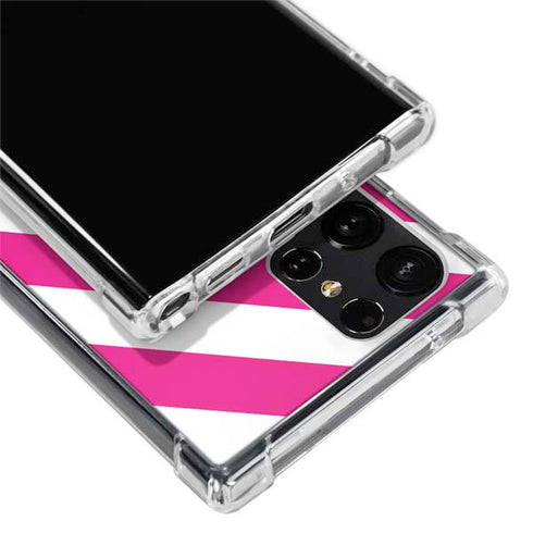 Pink and White Geometric Stripes Galaxy S22 Ultra Clear Case