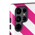 Pink and White Geometric Stripes Galaxy S22 Ultra Pro Case