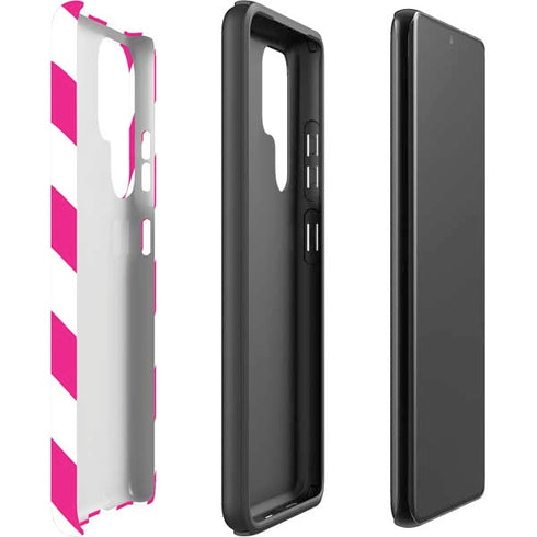 Pink and White Geometric Stripes Galaxy S22 Ultra Pro Case