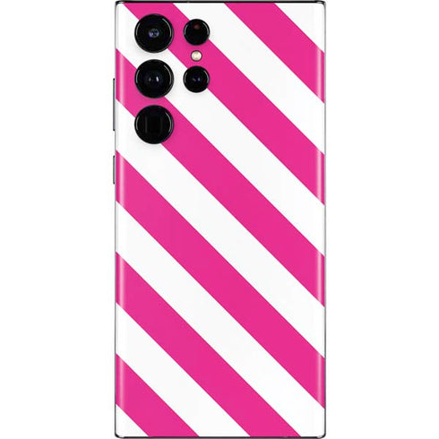 Pink and White Geometric Stripes Galaxy S22 Ultra Skin