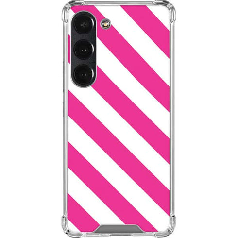 Pink and White Geometric Stripes Galaxy S23 Clear Case
