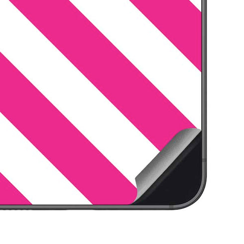 Pink and White Geometric Stripes Galaxy S23 FE Skin