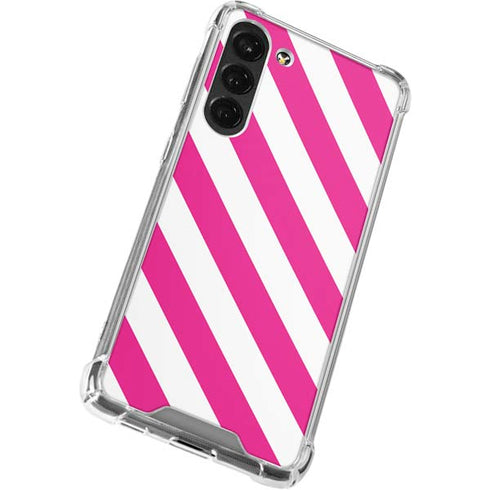 Pink and White Geometric Stripes Galaxy S23 Plus Clear Case
