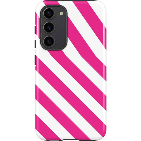 Pink and White Geometric Stripes Galaxy S23 Plus Pro Case