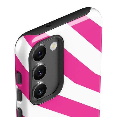 Pink and White Geometric Stripes Galaxy S23 Plus Pro Case