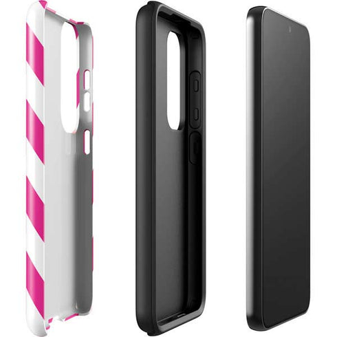 Pink and White Geometric Stripes Galaxy S23 Plus Pro Case