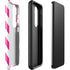 Pink and White Geometric Stripes Galaxy S23 Plus Pro Case