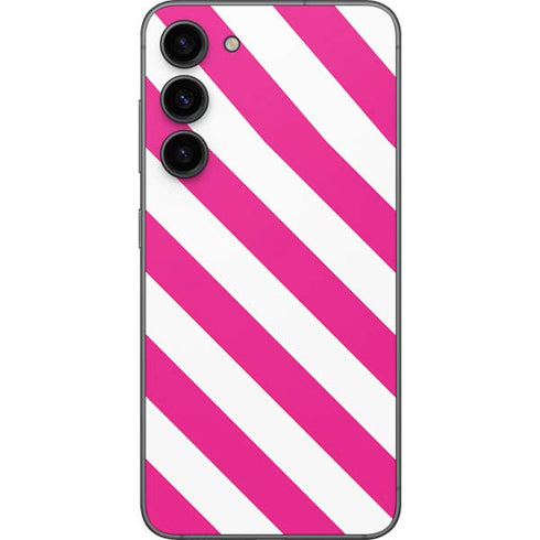Pink and White Geometric Stripes Galaxy S23 Plus Skin