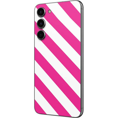 Pink and White Geometric Stripes Galaxy S23 Plus Skin