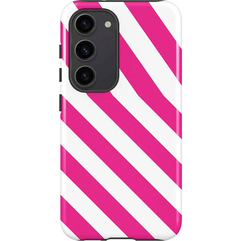 Pink and White Geometric Stripes Galaxy S23 Pro Case