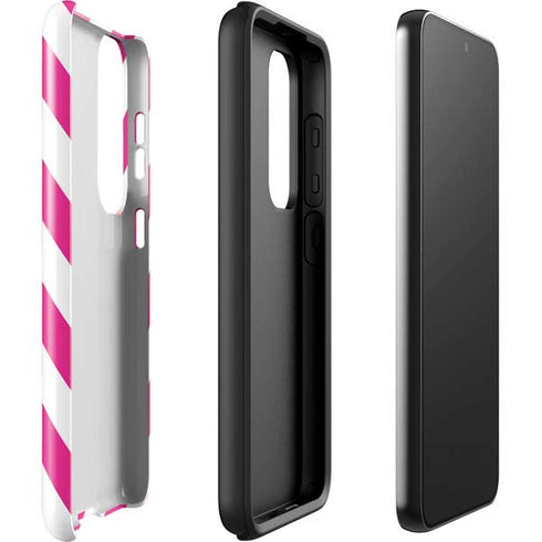 Pink and White Geometric Stripes Galaxy S23 Pro Case