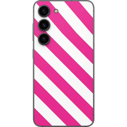 Pink and White Geometric Stripes Galaxy S23 Skin