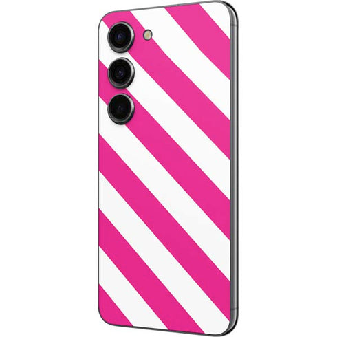 Pink and White Geometric Stripes Galaxy S23 Skin