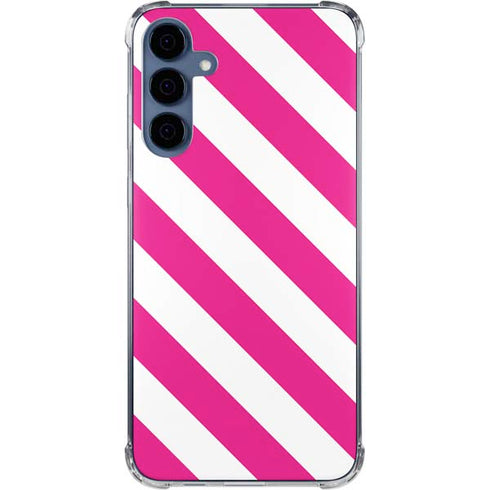 Pink and White Geometric Stripes Galaxy S24 Clear Case