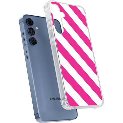Pink and White Geometric Stripes Galaxy S24 Clear Case