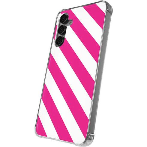 Pink and White Geometric Stripes Galaxy S24 Plus Clear Case
