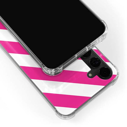 Pink and White Geometric Stripes Galaxy S24 Plus Clear Case