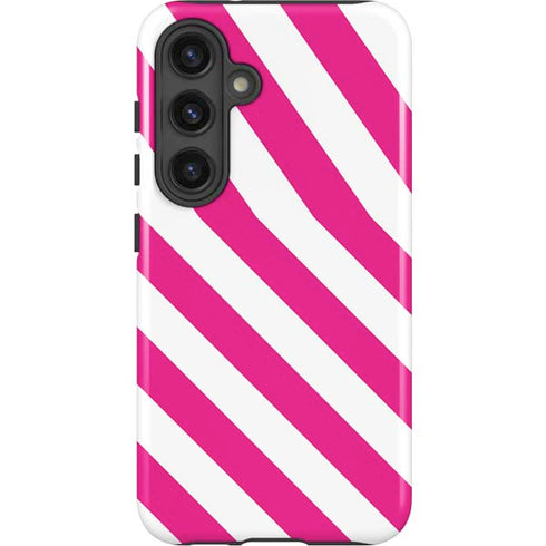 Pink and White Geometric Stripes Galaxy S24 Plus Impact Case