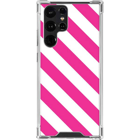Pink and White Geometric Stripes Galaxy S24 Ultra Clear Case