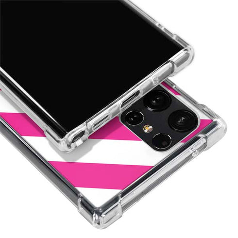 Pink and White Geometric Stripes Galaxy S24 Ultra Clear Case