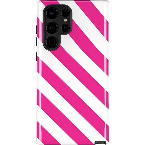 Pink and White Geometric Stripes Galaxy S24 Ultra Impact Case