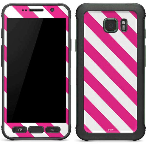 Pink and White Geometric Stripes Galaxy S7 Active Skin