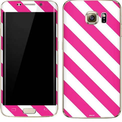 Pink and White Geometric Stripes Galaxy S7 Edge Skin