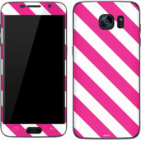 Pink and White Geometric Stripes Galaxy S7 Skin