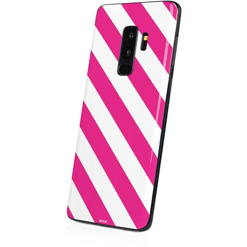 Pink and White Geometric Stripes Galaxy S9 Plus Skin