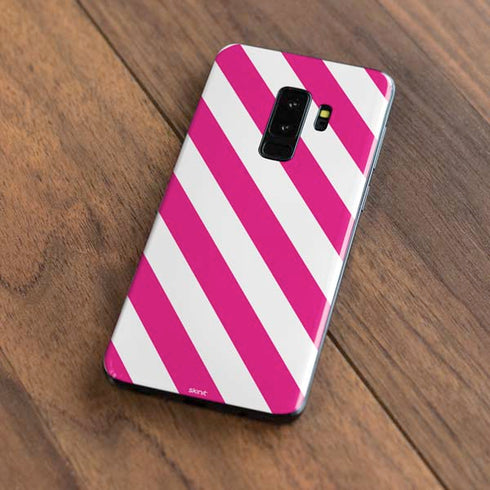 Pink and White Geometric Stripes Galaxy S9 Plus Skin