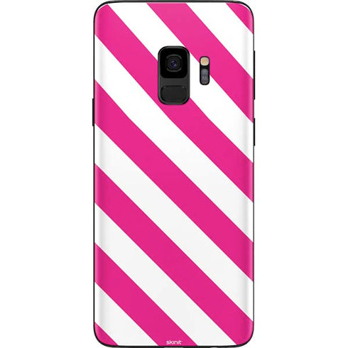 Pink and White Geometric Stripes Galaxy S9 Skin
