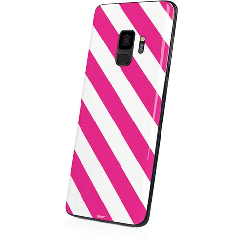 Pink and White Geometric Stripes Galaxy S9 Skin