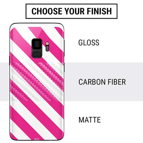 Pink and White Geometric Stripes Galaxy S9 Skin
