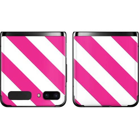 Pink and White Geometric Stripes Galaxy Z Flip Skin