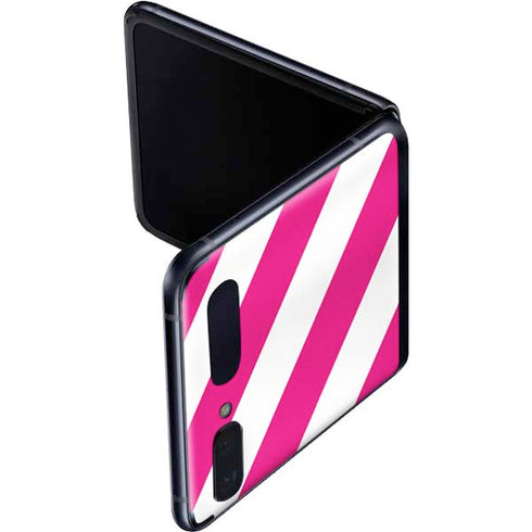 Pink and White Geometric Stripes Galaxy Z Flip Skin