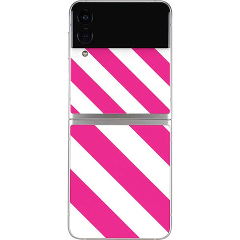 Pink and White Geometric Stripes Galaxy Z Flip3 5G Skin