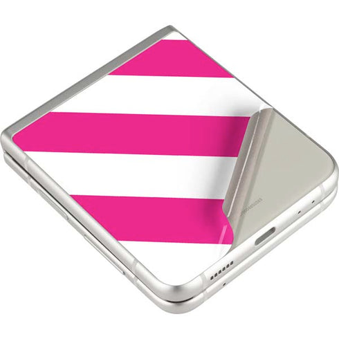 Pink and White Geometric Stripes Galaxy Z Flip3 5G Skin