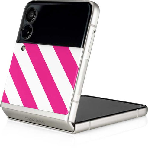 Pink and White Geometric Stripes Galaxy Z Flip4 5G Skin
